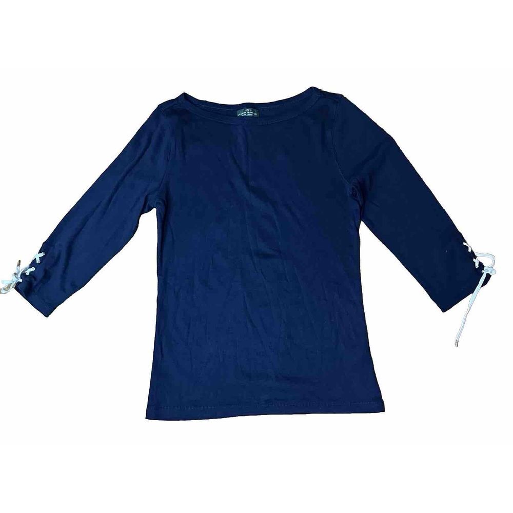 Lauren Ralph Lauren Shirt Womens Size Small Blue Navy 3/4 Length Sleeve Comfort